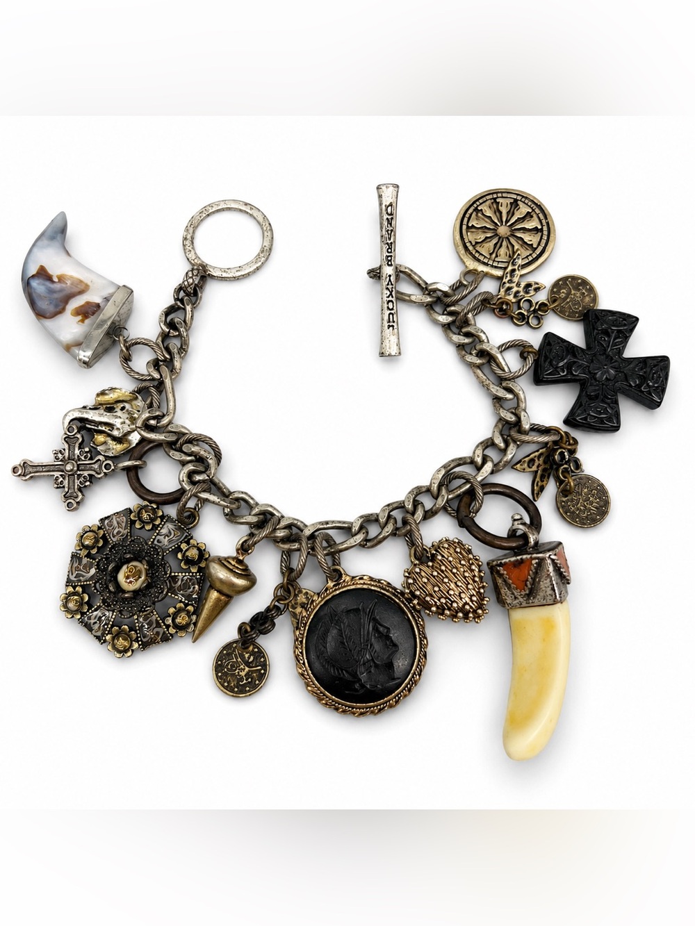410. Vintage Lucky Brand Rare Charm Bracelet - Signed - 7.5”